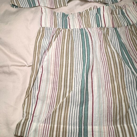 LOFT Tank Top Shorts Set Womens Medium Stripes 100% Cotton Summer - Picture 4 of 8